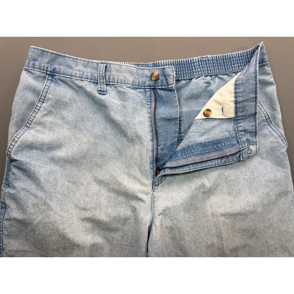 David Taylor Elastic Waist Denim Pants Light Wash Casual Blue Jeans | Mens 36x30 - Picture 4 of 13